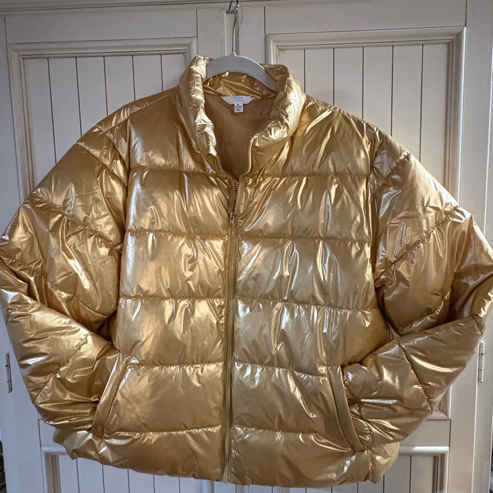 Time and Tru Gold Metallic Puffer Jacket